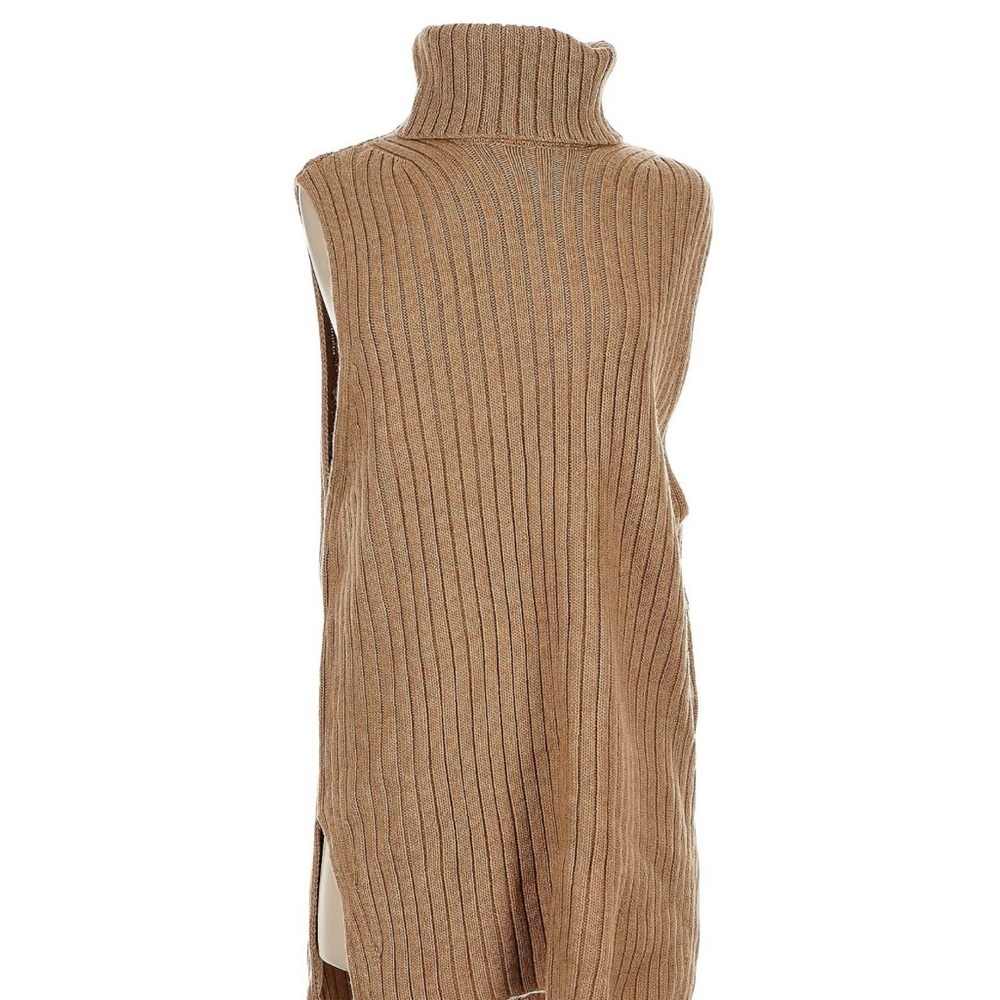 H&M Camel Ribbed Knit Turtleneck Top